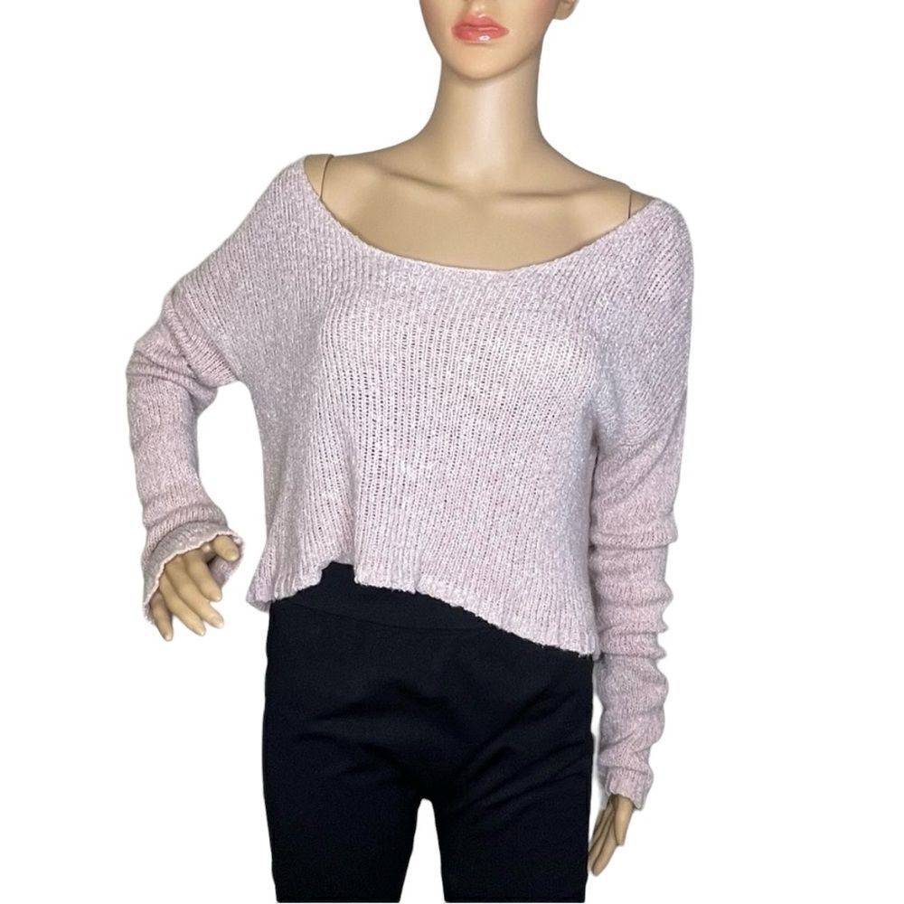 Say What Boatneck Cropped Sweater Blush Pink Size Large